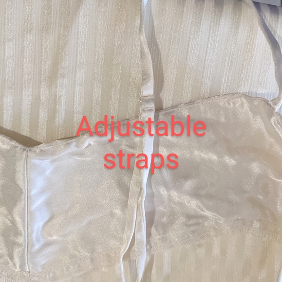 Vintage Amelia's Short Nightgown Slip Cream Satin Thin Straps Size XL - Picture 9 of 14